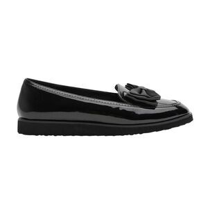 Alpha Womens/Ladies Alpha Flat Loafers / Black Patent
